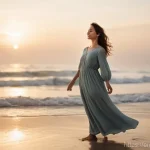 Home 19 용서의 심리학적 기법 이론과 실제 - **Prompt:** "A full-body shot of a confident and serene adult woman, standing on a tranquil, sun-dre...